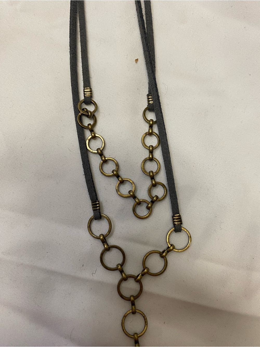 Leather and gold chocker double layer necklace